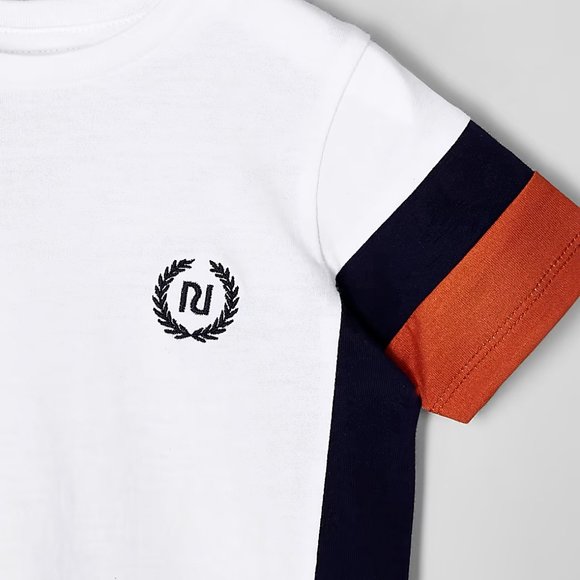 River Island Baby Boys Multicolor Color Block RI Short Sleeve T-Shirt - Picture 3 of 3